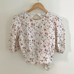 Rare Reformation White Floral Biscotti Linen Top